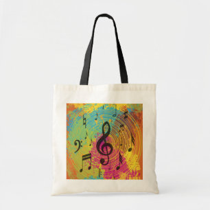 Bright Music Notes on Explosion of Colour Tote Bag