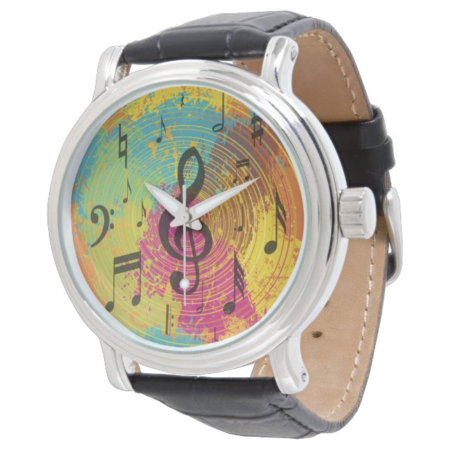 Bright Music Notes on Explosion of Colour Watch (Angled)