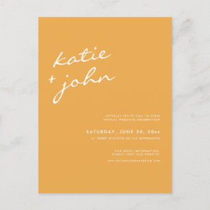  Bright Mustard Yellow Minimalist Virtual Wedding Invitation Postcard