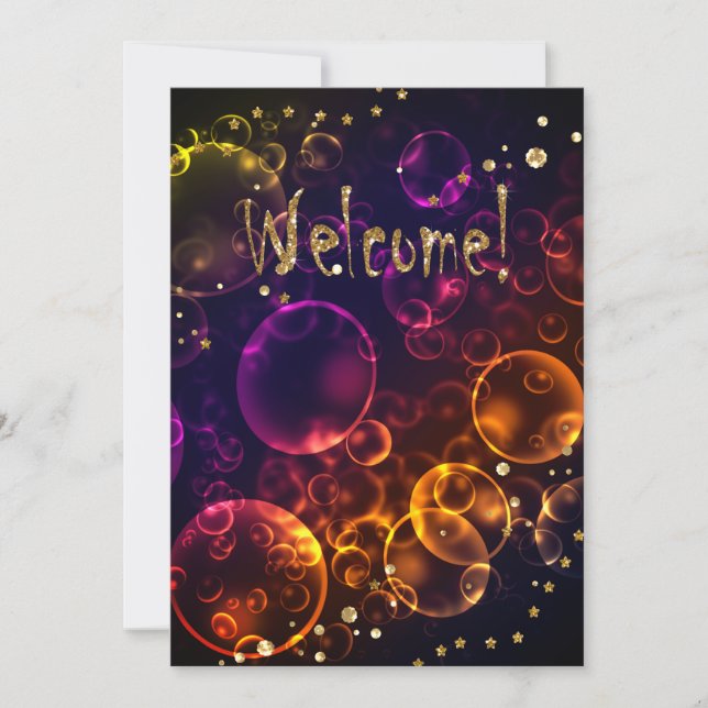 Bright mythical lenses bokeh effect bubbles colorf invitation (Front)