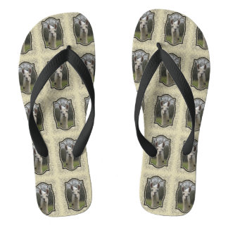 Bright N Sparkling Llama in Gold Champagne Flip Flops