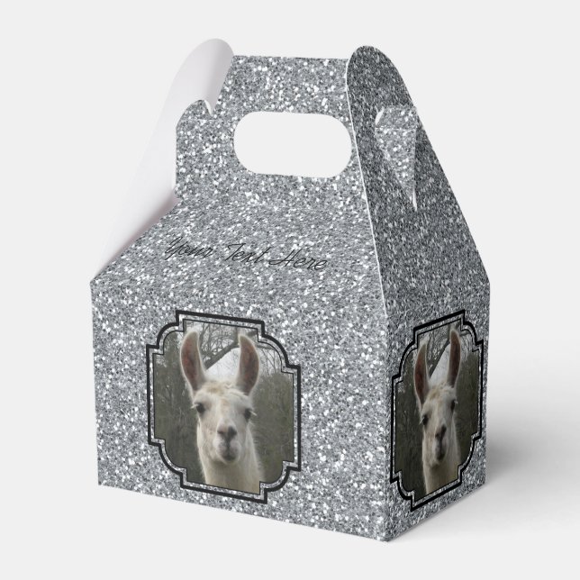 Bright N Sparkling Llama in Silver Favor Box (Front Side)