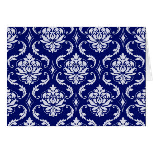 Bright Navy Blue Damask Pattern