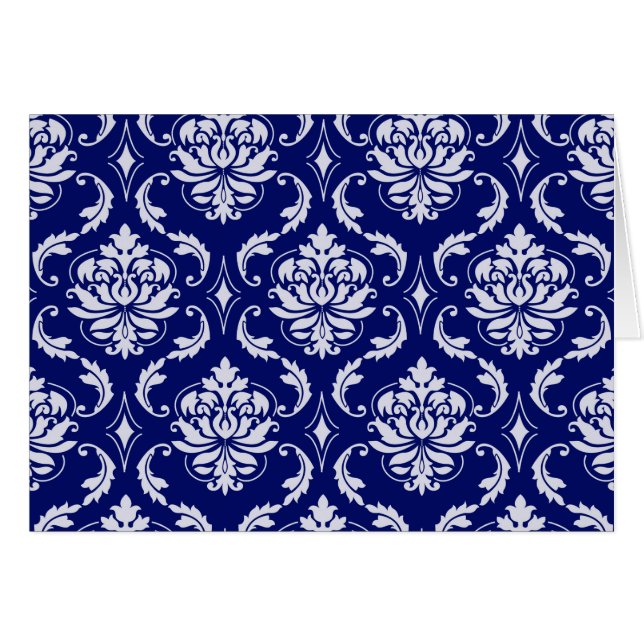 Bright Navy Blue Damask Pattern (Front Horizontal)