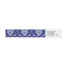 Bright Navy Blue Damask Pattern