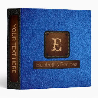 Bright Navy Blue Leather Elegant Monogram Binder