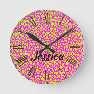 Bright Neon 80's Retro  Round Clock