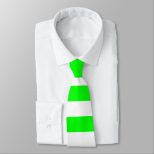 Bright Neon Chartreuse Green and White Stripe Tie