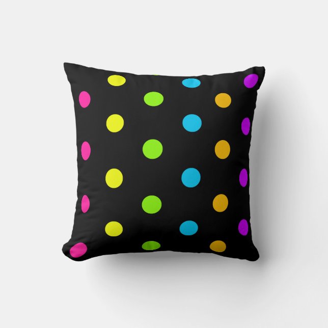 Bright Neon Dots Throw Pillow (Front)