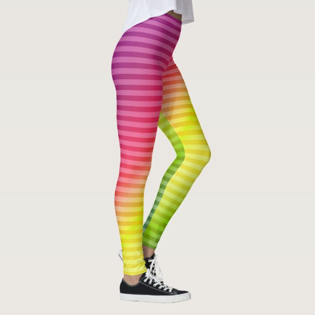 Bright neon fluorescent gradient rainbow ombre col leggings (Right)