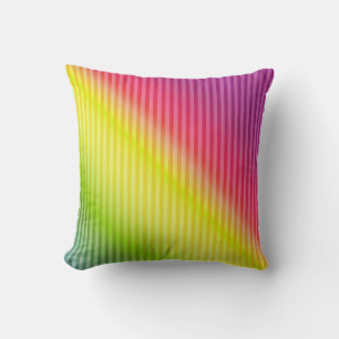 Bright neon fluorescent gradient rainbow ombre col throw pillow