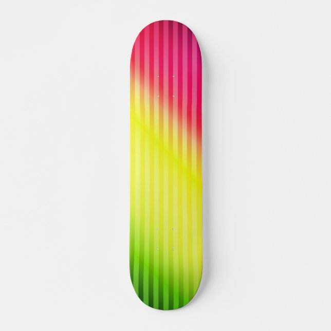 Bright neon fluorescent gradient rainbow ombre skateboard (Front)