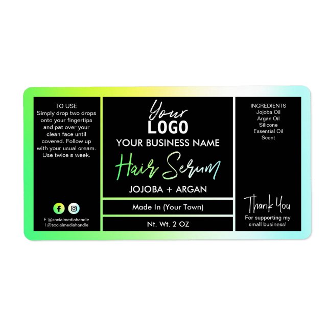 Bright Neon Holographique Green Hair Serre Étiquet (Devant)