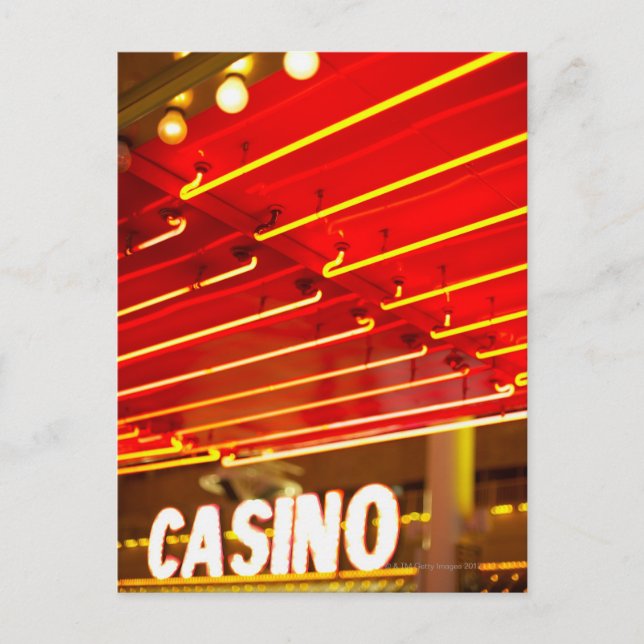 Bright neon lights in front of casino, Las Vegas Postcard (Front)