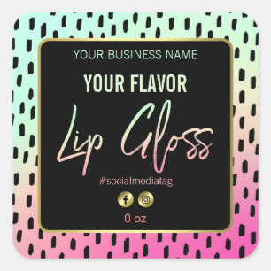 Bright Neon Lip Gloss Labels