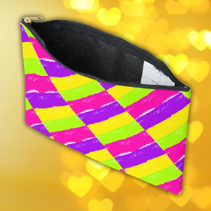 Bright Neon Paint Brush Strokes Accessory Pouch
