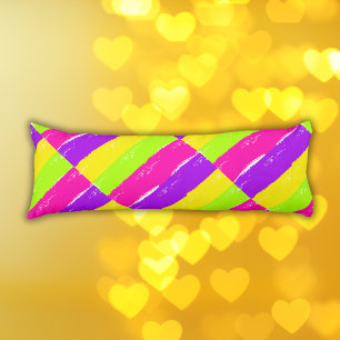 Bright Neon Paint Brush Strokes   Grade A Body Pillow
