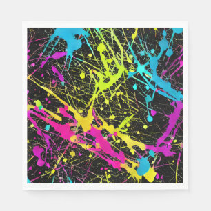Bright Neon Paint Splatter Napkin
