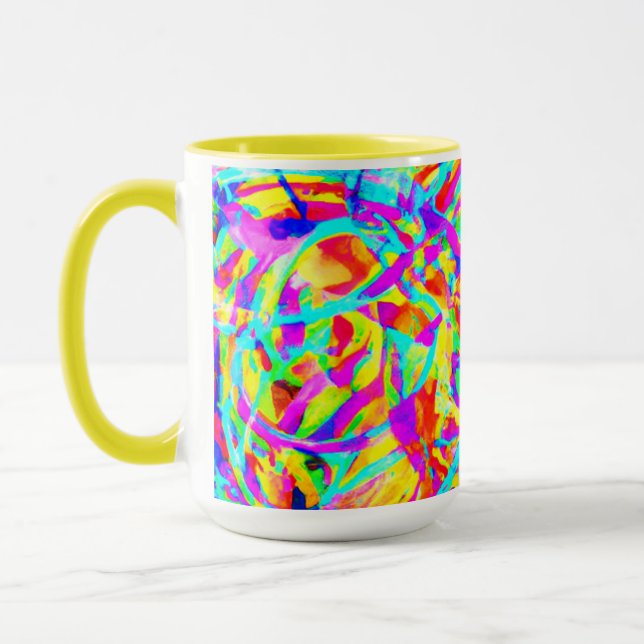 Bright Neon Patterns Print Mug (Left)