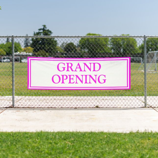 Bright Neon Pink White Business Grand Opening Banner (Insitu)