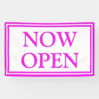 Bright Neon Pink White Business Now Open