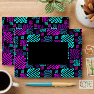 Bright Neon Purple Blue Geometric  Envelope