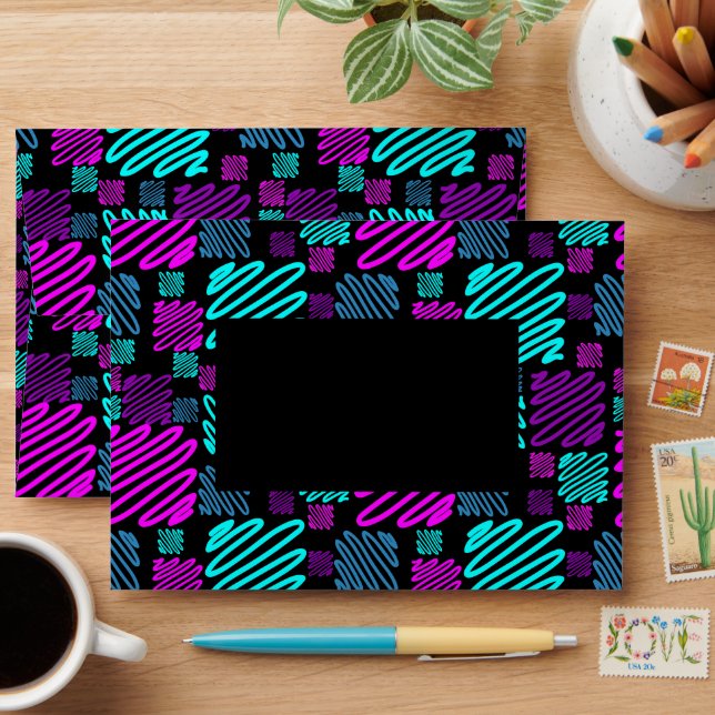 Bright Neon Purple Blue Geometric  Envelope (Desk)