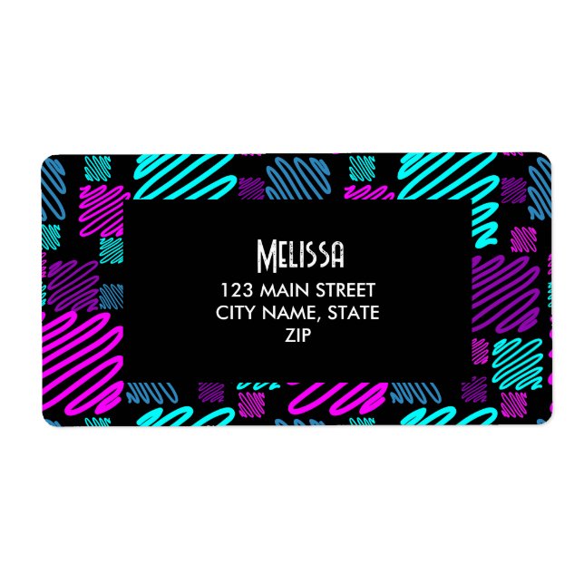 Bright Neon Purple Blue Geometric Return Address (Front)