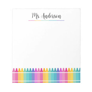 Bright Neon Rainbow Crayons Preschool Design Notepad