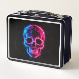 Bright Neon Skull Metal Lunch Box