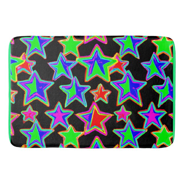 Bright Neon Starlight Pattern Bath Mat (Front)