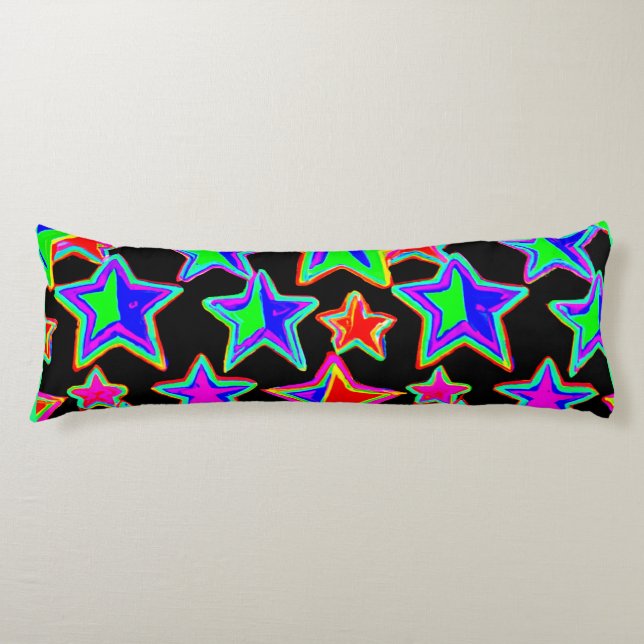 Bright Neon Starlight Pattern Body Pillow (Front)