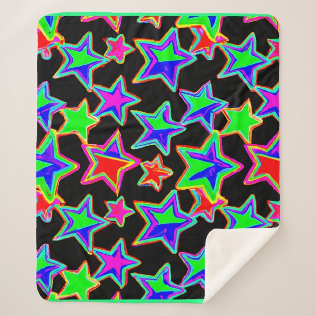 Bright Neon Starlight Pattern Sherpa Blanket (Front)