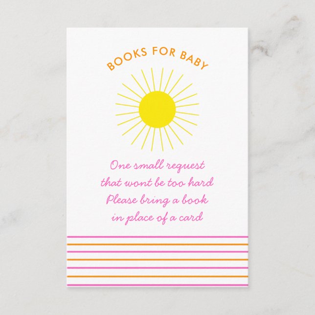 Bright Neon Sunshine Stripes Sunny Books for Baby Enclosure Card (Front)