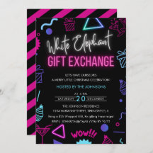 Bright Neon White Elephant Gift Exchange Party