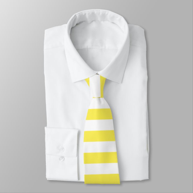Bright Neon Yellow and White Stripe Cravate (Attaché)