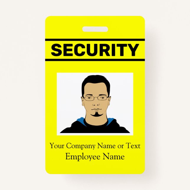 Bright Neon Yellow Custom Photo Security Guard ID Badge (Front)