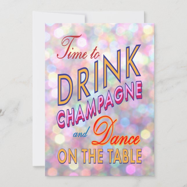 Bright New Year's Time to Drink Champagne Invite (Front)
