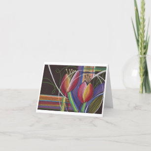Bright on Black Pastel Tulips Carte pour notes