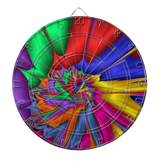 Bright One Fractal Spiral Dart Board (Front)