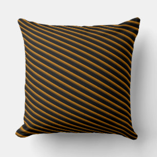 Bright Orange and Black Blended Stripes Throw Pillow
