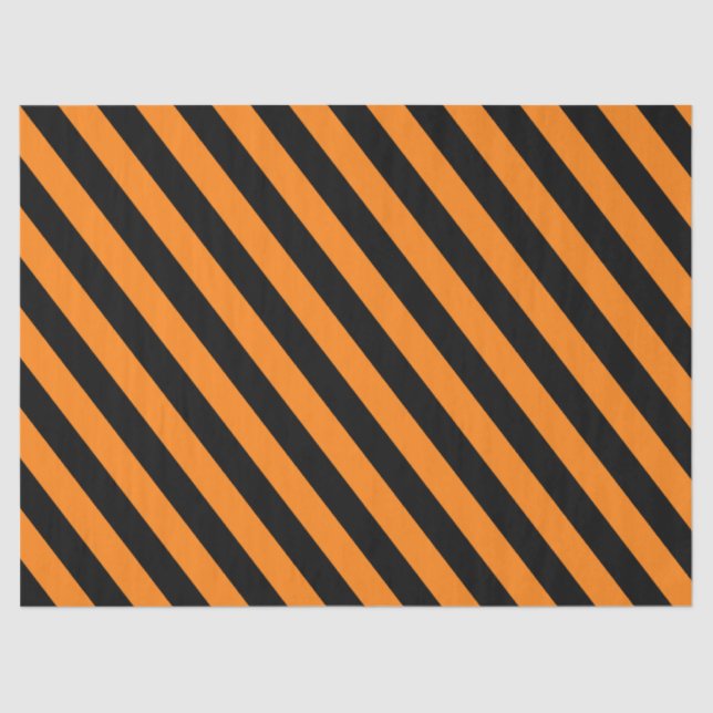 Bright Orange and Black Halloween Striped Pattern  Tissue Paper (Front)