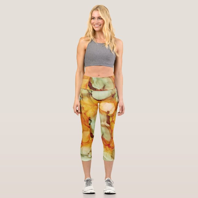Bright Orange and Green Leggings femmes (Recto)