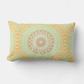 Bright Orange and Green Summer Kaleidoscope Lumbar Pillow