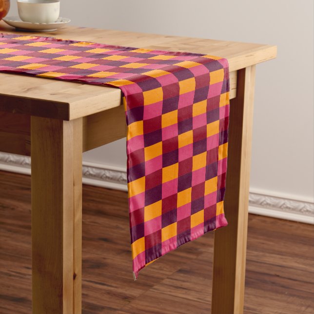 Bright Orange and Purple Combination Short Table Runner (In Situ)