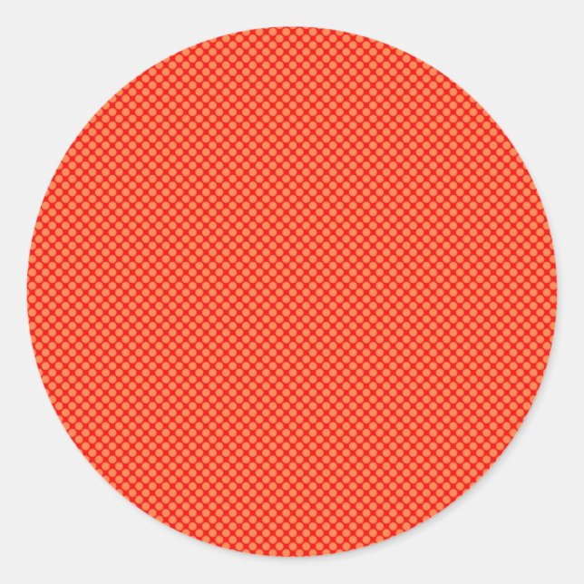 Bright Orange and Red Mini Polka Dots Pattern Classic Round Sticker (Front)