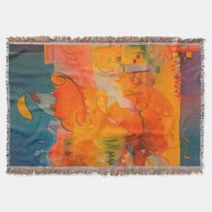 Bright Orange and Teal Blue Throw Blanket