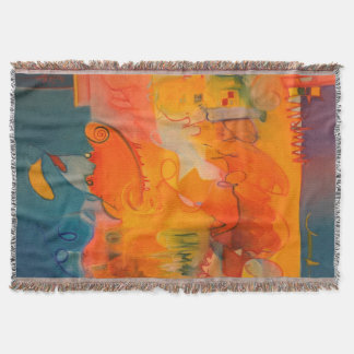 Bright Orange and Teal Blue Throw Blanket
