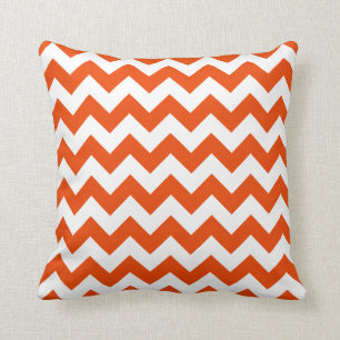 Bright Orange and White Chevron Throw Pillow