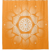 Bright Orange and White Mandala Shower Curtain